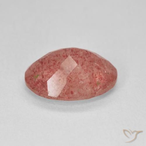 Cuarzo fresa Rojo medio natural de 3.62 ct, Ovalada, Translúcido