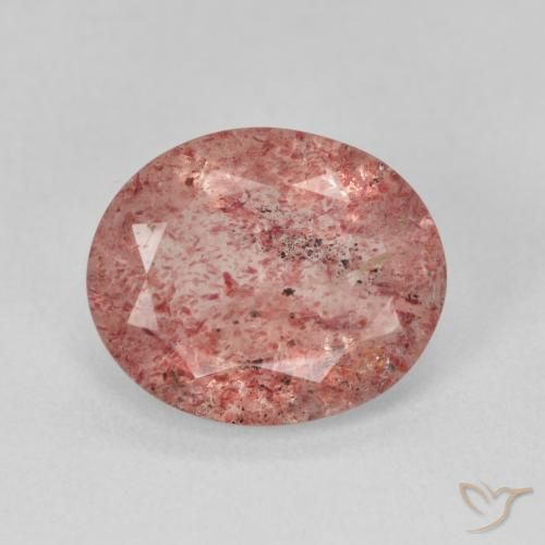 3.61ct Natural Rosado naranja cuarzo fresa, Ovalada, Translúcido