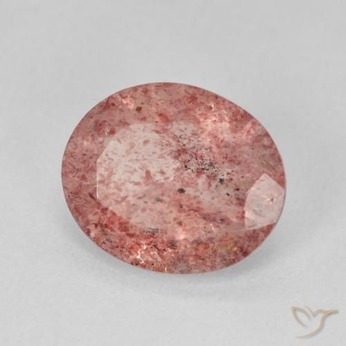 Cuarzo fresa Rosado naranja natural de 3.61 ct, Ovalada, Translúcido