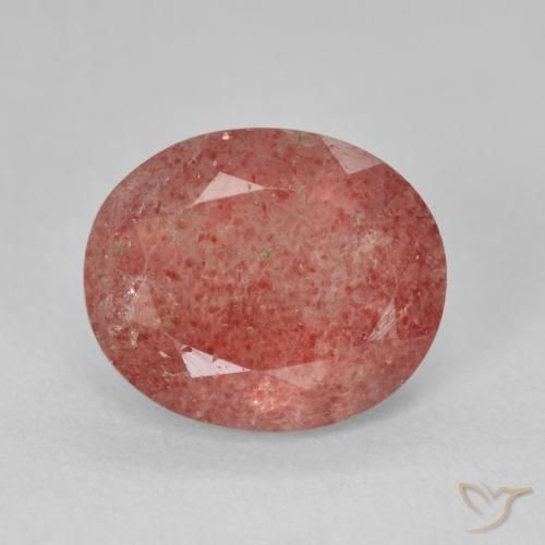 4.44ct Natural Rosado pomelo cuarzo fresa, Ovalada, Translúcido
