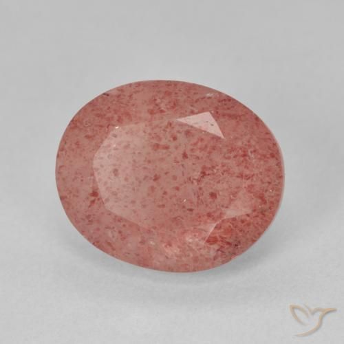 Cuarzo fresa Rosado medio natural de 4.65 ct, Ovalada, Translúcido