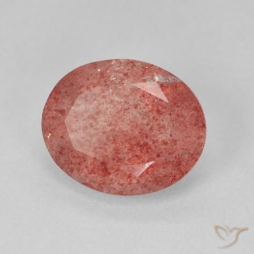 Cuarzo fresa Rosa rosado natural de 3.97 ct, Ovalada, Translúcido