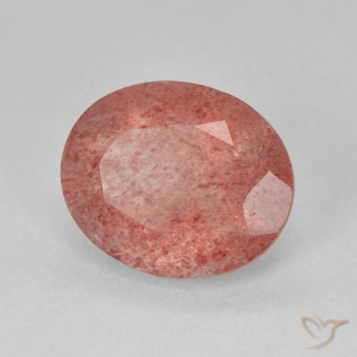 Cuarzo fresa Rosado medio natural de 4.33 ct, Ovalada, Translúcido