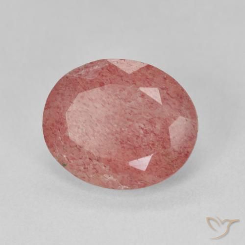 3.94ct Natural Rosado medio cuarzo fresa, Ovalada, Translúcido