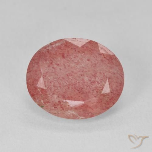 Cuarzo fresa Rosado medio natural de 3.94 ct, Ovalada, Translúcido