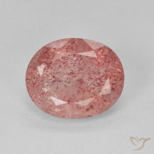 3.92ct Natural Medium Light-Pink cuarzo fresa, Ovalada, Translúcido