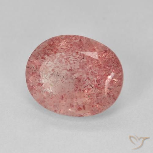 Cuarzo fresa Medium Light-Pink natural de 3.92 ct, Ovalada, Translúcido