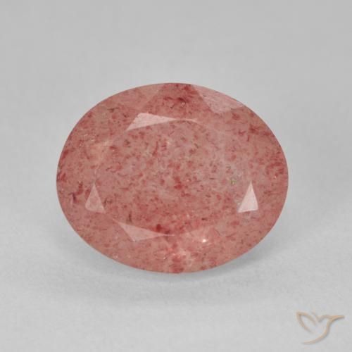 4.31ct Natural Naranja rojizo pálido cuarzo fresa, Ovalada, Translúcido