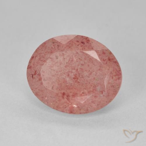 Cuarzo fresa Naranja rojizo pálido natural de 4.31 ct, Ovalada, Translúcido
