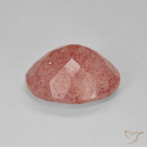 Cuarzo fresa Naranja rojizo pálido natural de 4.31 ct, Ovalada, Translúcido