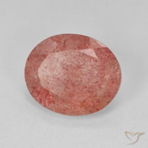 Cuarzo fresa Naranja rojizo pálido natural de 3.84 ct, Ovalada, Translúcido