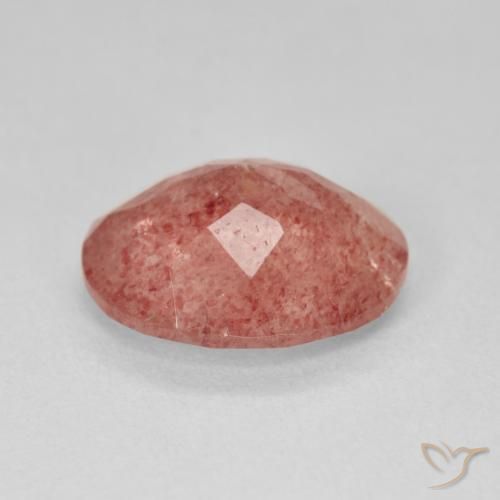 Cuarzo fresa Naranja rojizo pálido natural de 3.84 ct, Ovalada, Translúcido