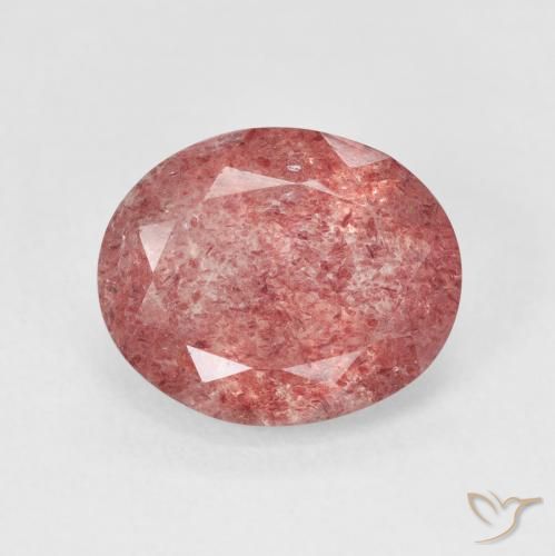 4.04ct Natural Tono rosado rojizo cuarzo fresa, Ovalada, Translúcido