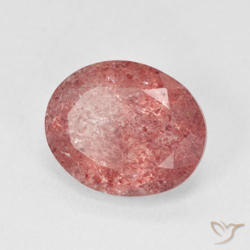 Cuarzo fresa Tono rosado rojizo natural de 4.04 ct, Ovalada, Translúcido