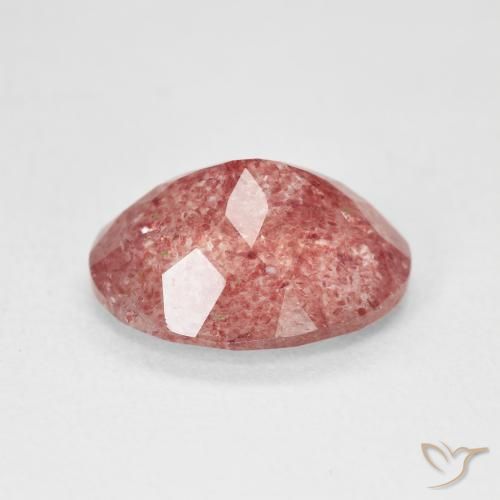 Cuarzo fresa Tono rosado rojizo natural de 4.04 ct, Ovalada, Translúcido