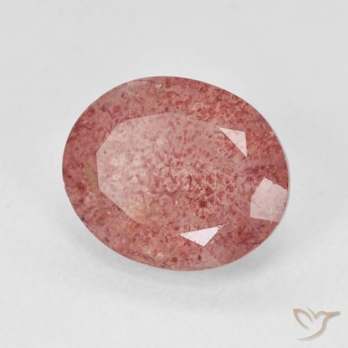 Cuarzo fresa Rosado medio natural de 4.61 ct, Ovalada, Translúcido