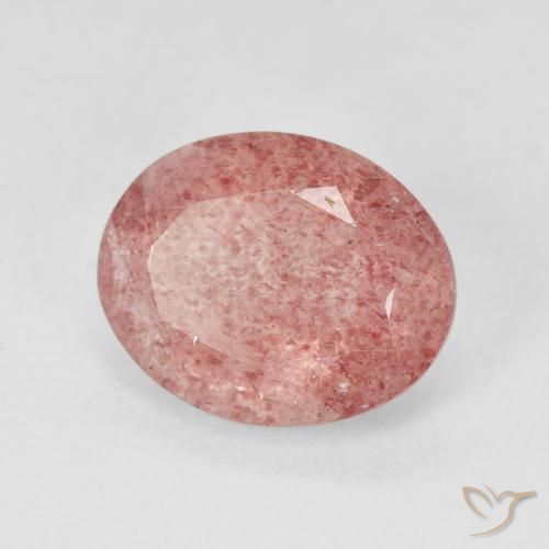 Cuarzo fresa Rosado medio natural de 3.88 ct, Ovalada, Translúcido