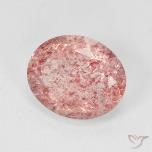 Cuarzo fresa Rosado limonada natural de 4.42 ct, Ovalada, Translúcido