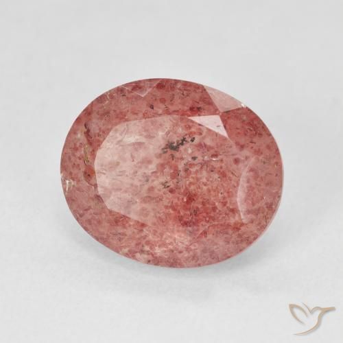 Cuarzo fresa Rosado medio natural de 4.43 ct, Ovalada, Translúcido