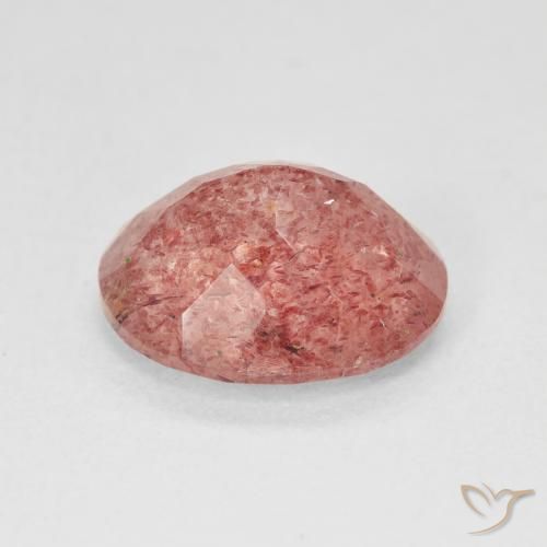 Cuarzo fresa Rosado medio natural de 4.43 ct, Ovalada, Translúcido