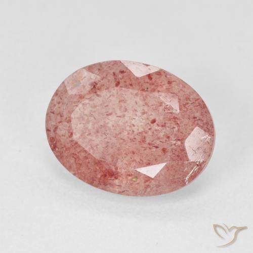 Cuarzo fresa Rosado medio natural de 4.48 ct, Ovalada, Translúcido