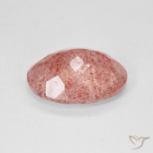 Cuarzo fresa Rosado medio natural de 4.48 ct, Ovalada, Translúcido