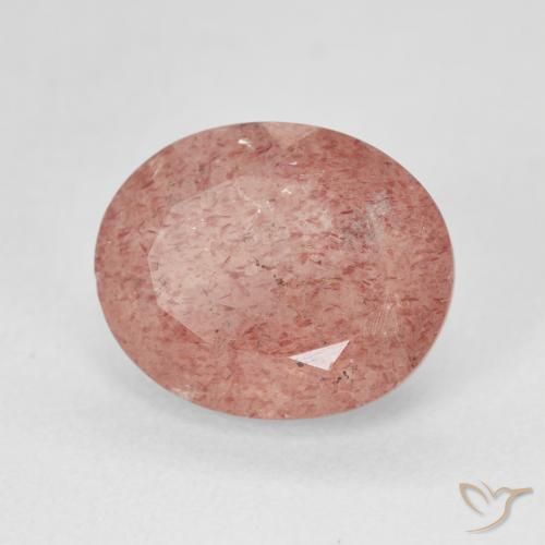 Cuarzo fresa Rosado rosa durazno natural de 4.86 ct, Ovalada, Translúcido