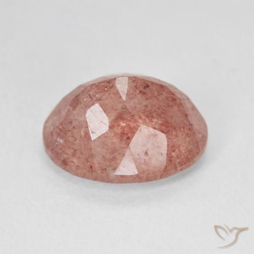 Cuarzo fresa Rosado rosa durazno natural de 4.86 ct, Ovalada, Translúcido