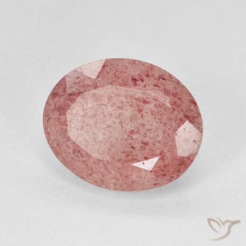Cuarzo fresa Rosado rosa durazno natural de 4.32 ct, Ovalada, Translúcido