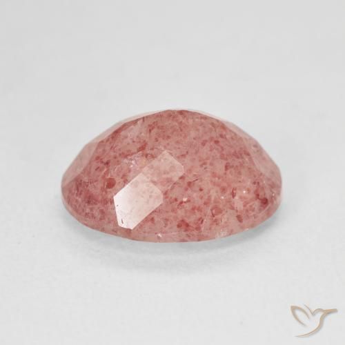 Cuarzo fresa Rosado rosa durazno natural de 4.32 ct, Ovalada, Translúcido