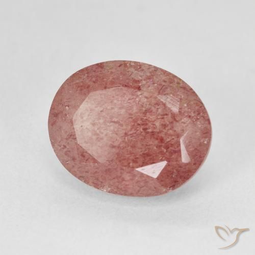 Cuarzo fresa Rosado rosa durazno natural de 5.01 ct, Ovalada, Translúcido