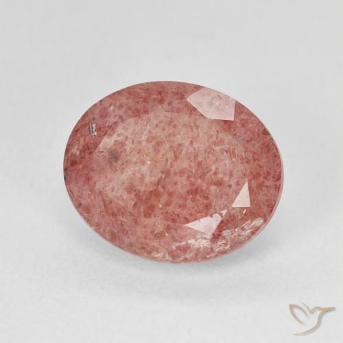 Cuarzo fresa Rosado medio natural de 4.55 ct, Ovalada, Translúcido