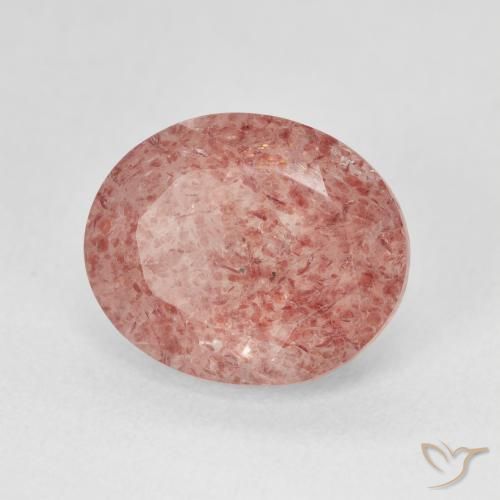 Cuarzo fresa Rosado rosa durazno natural de 4.52 ct, Ovalada, Translúcido