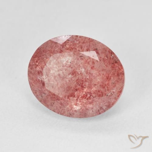Cuarzo fresa Tono rosado rojizo natural de 4.79 ct, Ovalada, Translúcido