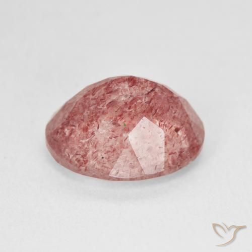 Cuarzo fresa Tono rosado rojizo natural de 4.79 ct, Ovalada, Translúcido