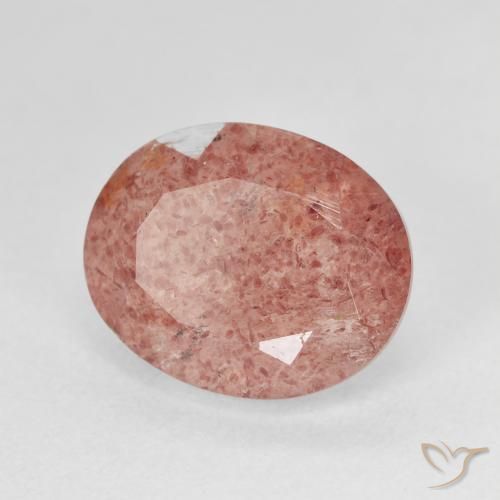 Cuarzo fresa Rojo sangre natural de 4.64 ct, Ovalada, Translúcido