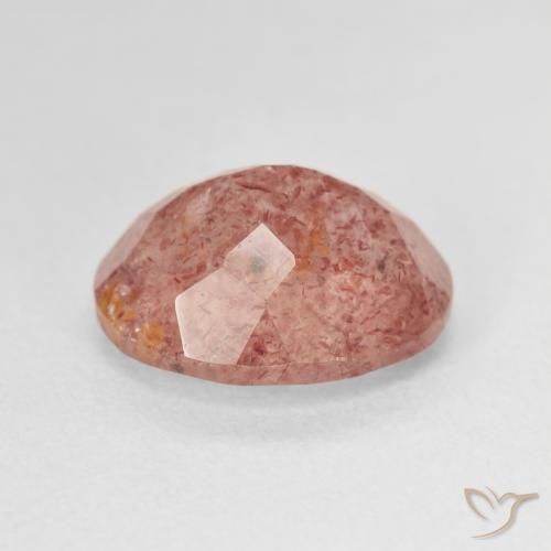 Cuarzo fresa Rojo sangre natural de 4.64 ct, Ovalada, Translúcido