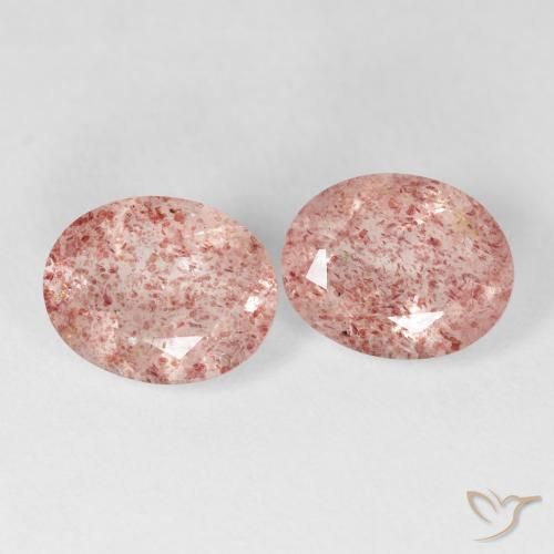 Gemas de Cuarzo fresa Rosado claro natural de 4.56 ct, Ovalada, Transparente