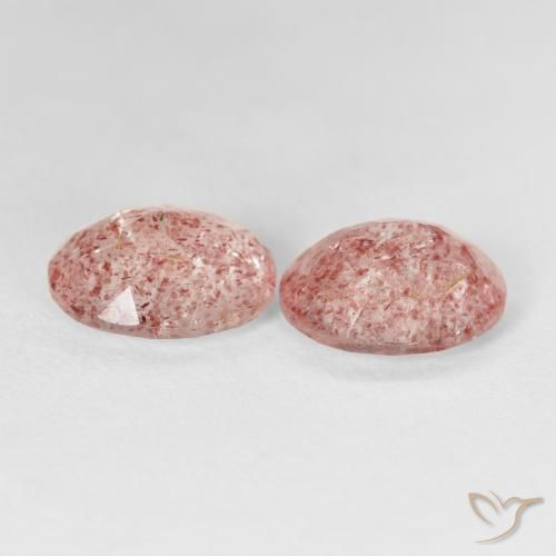 Gemas de Cuarzo fresa Rosado claro natural de 4.56 ct, Ovalada, Transparente