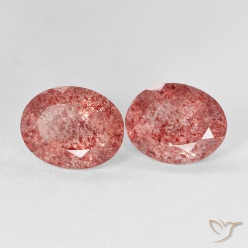Gemas de Cuarzo fresa Rosado frambuesa natural de 5.10 ct, Ovalada, Transparente