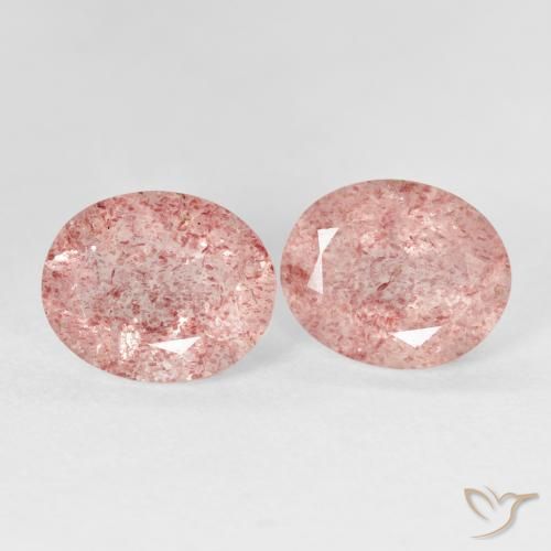 Gemas de Cuarzo fresa Rosado terroso natural de 5.40 ct, Ovalada, Transparente