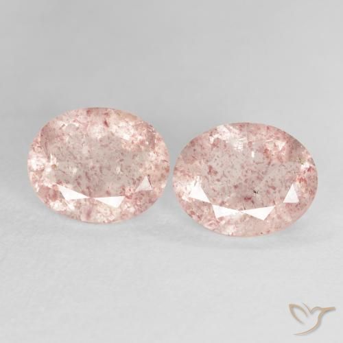 4.37ctw Natural Rosado claro cuarzo fresa, Ovalada, Transparente