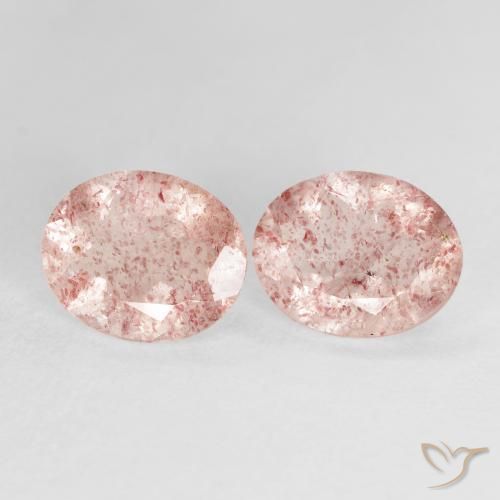Gemas de Cuarzo fresa Rosado claro natural de 4.37 ct, Ovalada, Transparente