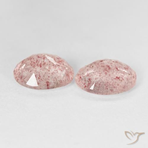 Gemas de Cuarzo fresa Rosado claro natural de 4.37 ct, Ovalada, Transparente