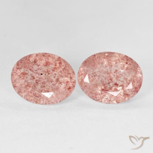 Gemas de Cuarzo fresa Rosado claro natural de 4.76 ct, Ovalada, Transparente