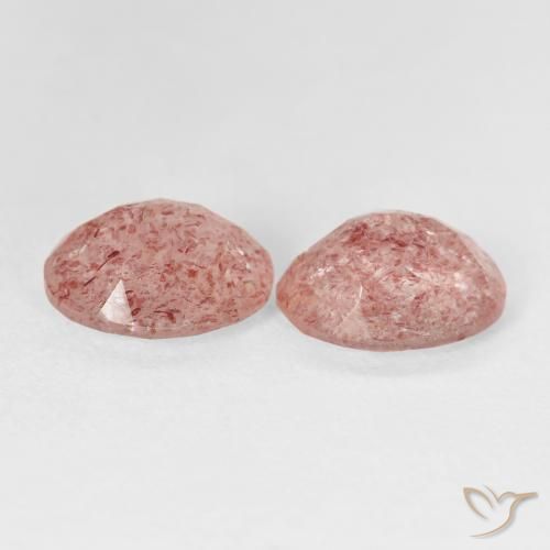 Gemas de Cuarzo fresa Rosado claro natural de 4.76 ct, Ovalada, Transparente