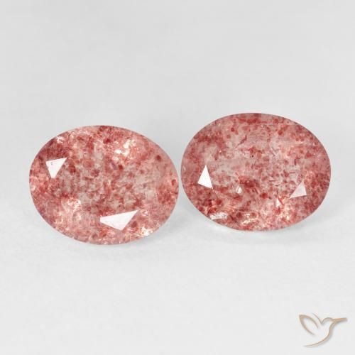 Gemas de Cuarzo fresa Rosado frambuesa natural de 4.46 ct, Ovalada, Transparente