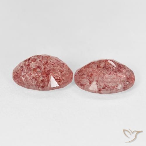 Gemas de Cuarzo fresa Rosado frambuesa natural de 4.46 ct, Ovalada, Transparente