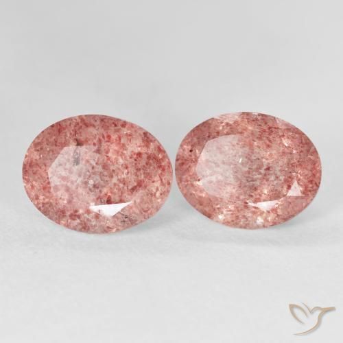 Gemas de Cuarzo fresa Rosado medio natural de 5.80 ct, Ovalada, Transparente