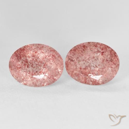 Gemas de Cuarzo fresa Rosado claro natural de 5.71 ct, Ovalada, Transparente